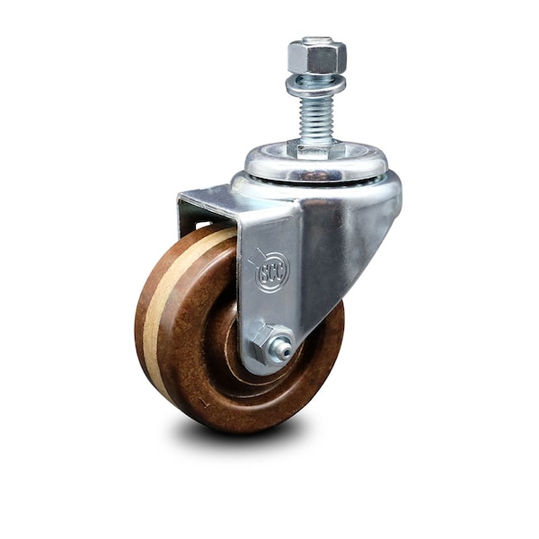 3 Inch High Temp Phenolic Wheel Swivel 12mm Threaded Stem Caster SCC